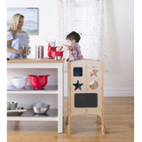 Guidecraft Classic Kitchen Helper Stool - Natural: Adjustable Height, Folding Step Stool for Little Kids, Toddler Safety Cooking Tower with Write-on Wipe-Off Message Boards. Learning Furniture