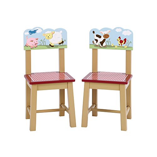 Guidecraft Wood Hand-painted Farm Friends Extra Chairs (Set of 2) G86703
