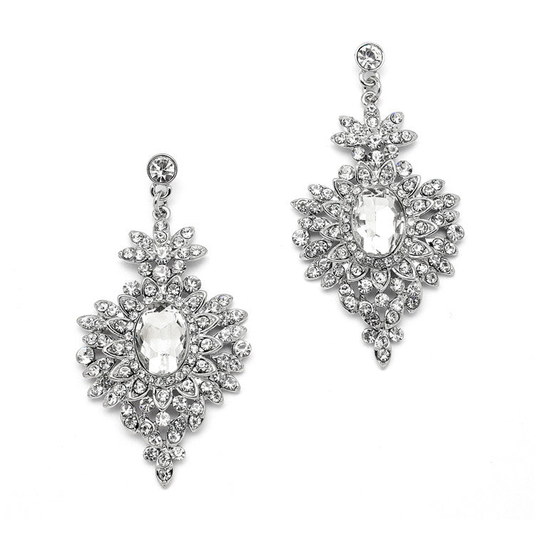 Retro Glam Crystal Drop Earrings for Prom or Weddings 4131E