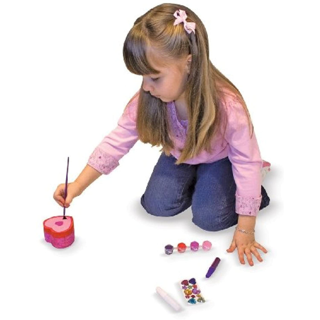 Melissa & Doug Wooden Heart Chest Decorate-Your-Own Kit + Free Scratch Art Mini-Pad Bundle [30946]
