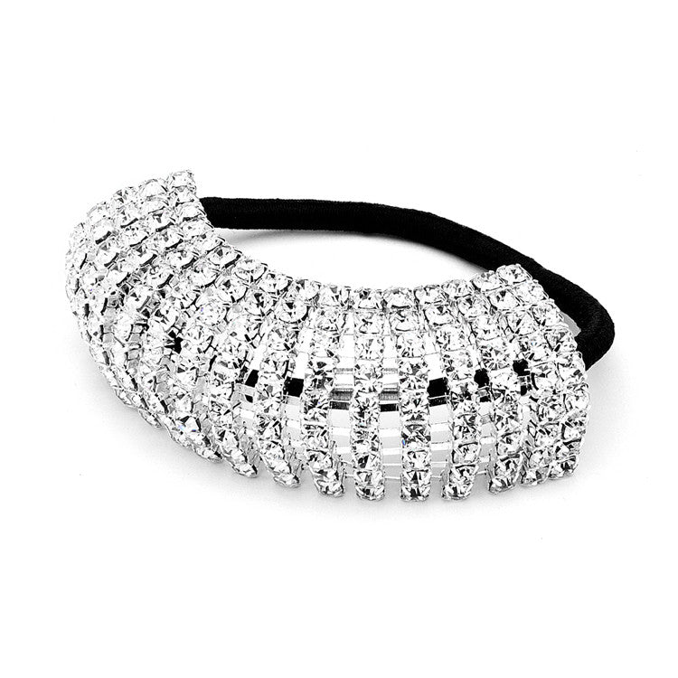Domed Crystal Rhinestone Elastic Backed Ponytail Holder