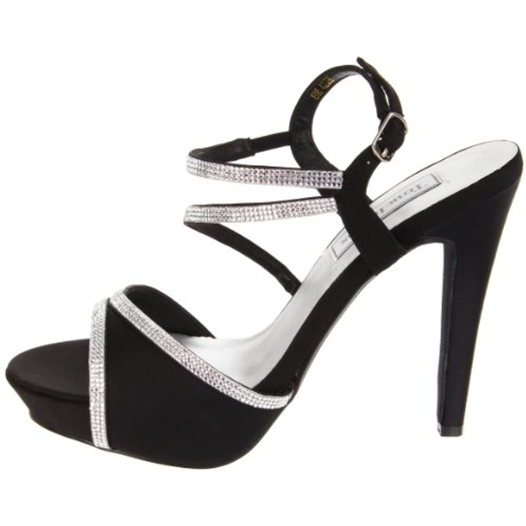Touch Ups Women's Allie Leather Platform Sandal,Black Satin,6.5 M US