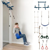 Gym1 - 6 Piece Indoor Doorway Gym Set for Kids - Indoor Swing for Kids Includes Kids Swing Chair, Rings, Hanging Trapeze, Ladder, Swinging Rope & Pullup Bar - Sensory Swing Set Accessory Playground