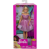 Barbie Happy Birthday Doll, Blonde, Wearing Shimmery Pink Party Dress with Gift