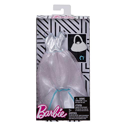 Barbie Fashions Complete Look Silver Opalescent Hi Low Gown Set