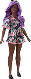 Barbie Fashionistas Doll with Purple Hair Wearing Black Floral Dress, for 3 to 8 Year Olds