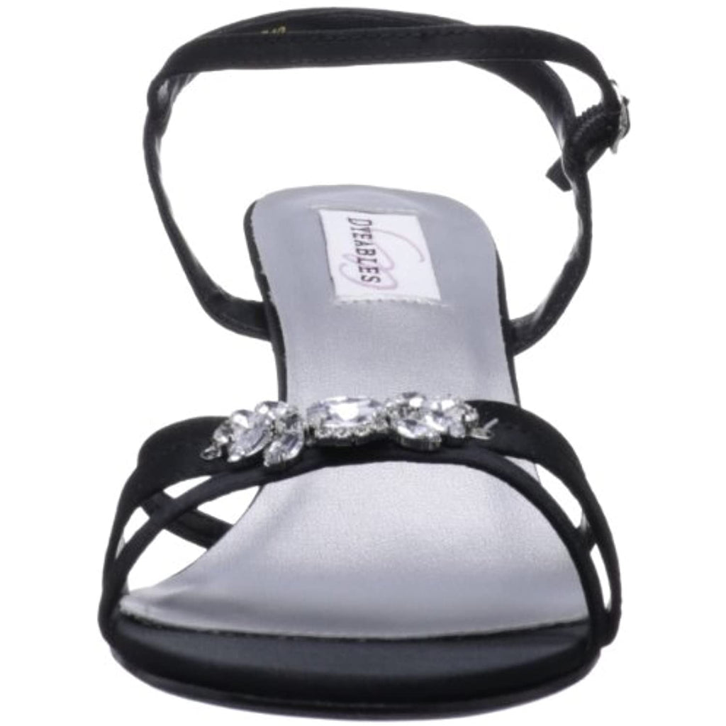 Dyeables Women's Peach Leather Sandal,Black Satin,6 D US