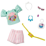 Barbie Storytelling Fashion Pack of Doll Clothes Inspired by Hello Kitty & Friends: Aqua Kawaii Tokyo Top, Striped Shorts & 6 Accessories Dolls, Gift for 3 to 8 Year Olds
