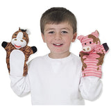 Farm Friends 4-Piece Hand Puppets Gift Set + FREE Melissa & Doug Scratch Art Mini-Pad Bundle