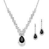 Prom or Bridesmaids Rhinestone Necklace Set with AB Caged Pear 4140S-AB