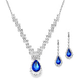 Prom or Bridesmaids Rhinestone Necklace Set with AB Caged Pear 4140S-AB