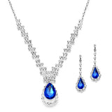 Prom or Bridesmaids Rhinestone Necklace Set with AB Caged Pear 4140S-AB