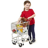 Melissa & Doug Bundle Includes 2 Items Toy Shopping Cart with Sturdy Metal Frame Let's Play House Grocery Cans Play Food Kitchen Accessory 10 Stackable Cans with Lids