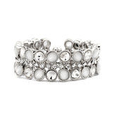 Crystal and Pearlized Cat's Eye Magnetic Cuff Bracelet 4142B