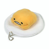 GUND Sanrio Gudetama The Lazy Egg Laying Down Talking Plush Sound Toy Keychain, 4.5"