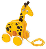 BRIO 30200 Infant & Toddler - Pull Along Giraffe Wood Baby Toy with Bobbing Head for Kids Ages 1 and up, Yellow/Brown