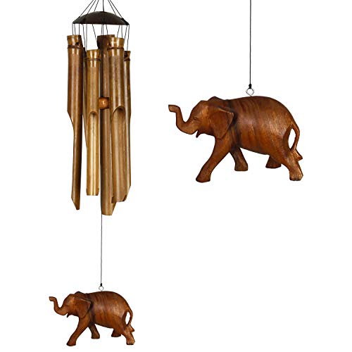 Woodstock Chimes Cele The Original Guaranteed Musically Tuned Chime Asli Arts Collection, Medium, Half Coconut Bamboo - Elephant