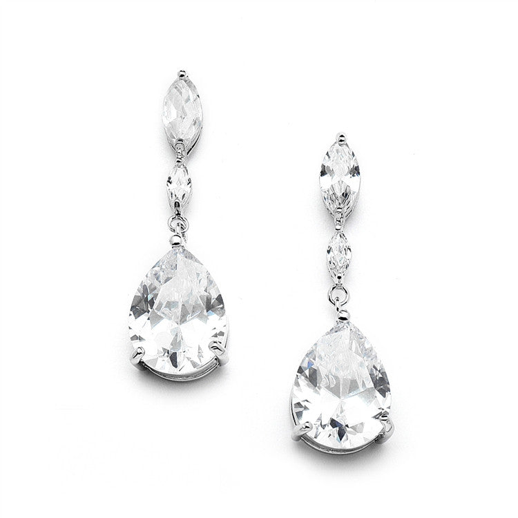 Top Selling Cubic Zirconia Wedding Earrings with Dainty Marquise & Pear Drop 4154E