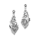 Intricate Crystal Prom or Bridesmaids Earrings with Abstract Heart