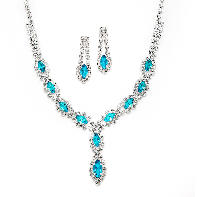 Classic Rhinestone Prom Necklace Set with Pink 4159s