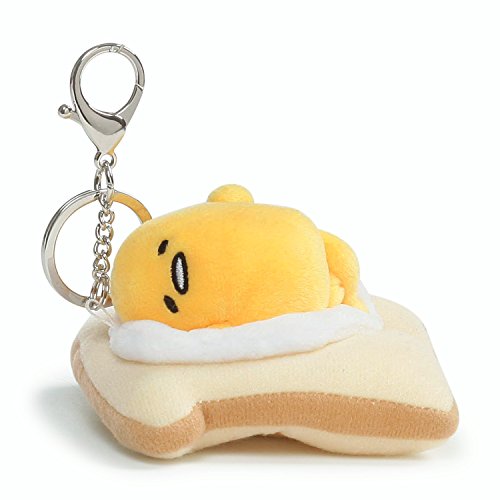 Gund Sanrio Gudetama the Lazy Egg on Toast Plush Keychain 3.5” , Multicolor