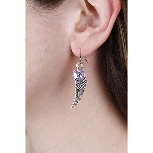 Woodstock Angel Wing Earrings, Violet- Rainbow Maker Collection