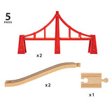 BRIO World - 33683 Double Suspension Bridge | 5 Piece Toy Train Accessory for Kids Age 3 and Up