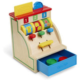 Melissa & Doug Spin & Swipe Wooden Cash Register (Developmental Toy, Great Gift for Girls and Boys - Best for 3, 4, 5, and 6 Year Olds) & Pretend-to-Spend Wallet , Blue