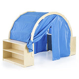 Guidecraft Playhouse Hideaway Bookshelves - Kids' Classroom Reading Tent with Blue Curtains, Dramatic Play, Storage - School Supply Kids Furniture