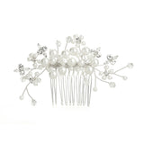 Bold White Pearl Clusters Bridal Comb with Crystal Sprays 4162HC