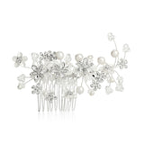 Flower Garden Bridal Hair Comb with Crystal & Freshwater Pearl Vines 4167HC