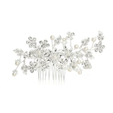 Bridal Hair Comb with Ivory Pearls & Crystal Floral Sprays 4169HC