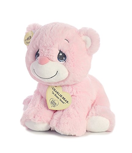 Aurora World Precious Moments Charlie Bear with Rattle, So Beary Sweet, Pink, 8.5"