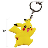 Pokemon Pikachu Rubber and Pokeball Thunder Metal Charm Keychain