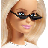 Barbie Fashionistas Doll with Long White Blonde Hair Wearing Graphic T-Shirt, Pink Animal-Print Skirt, Translucent Black Shoes & Sunglasses, Toy for Kids 3 to 8 Years Old