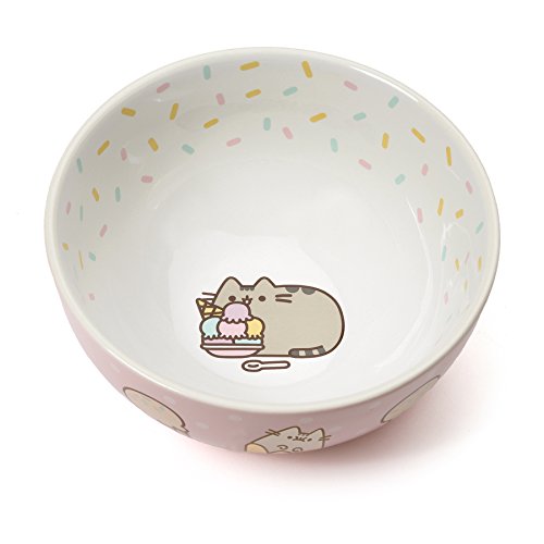 Pusheen by Our Name is Mud Stoneware Ice Cream Snack Bowl, Pink, 2.625"