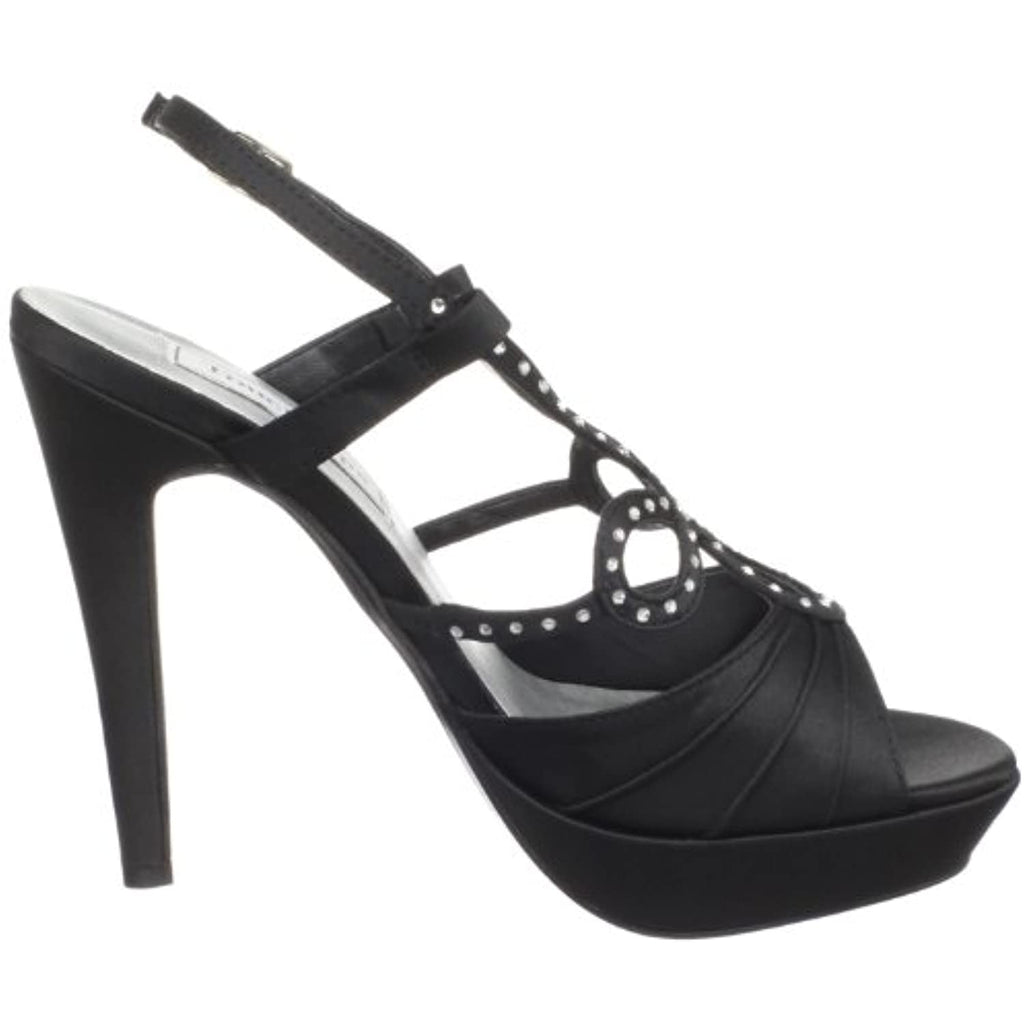 Touch Ups Women's Lonnie Leather Platform Sandal,Black Satin,6.5 M US