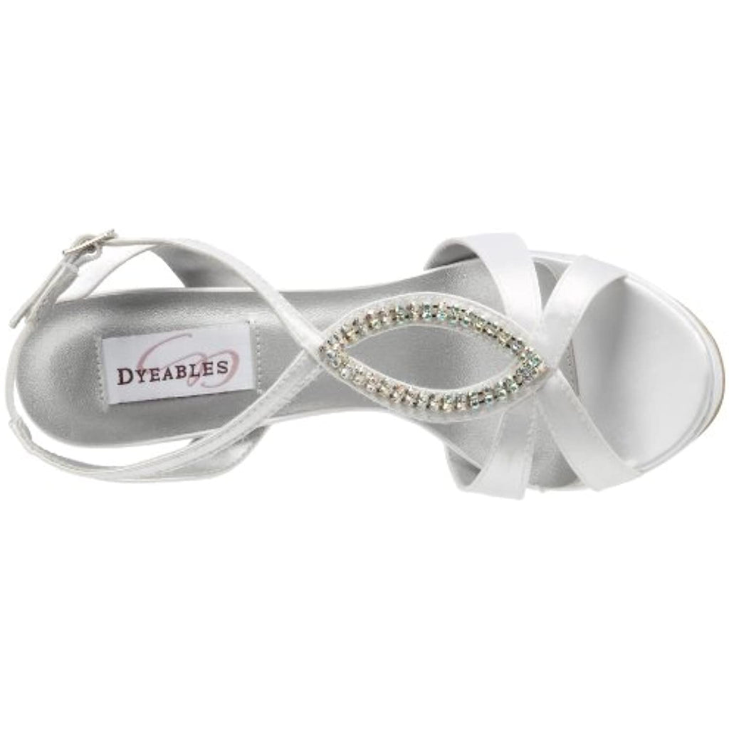 Dyeables Women's Hope Platform Sandal,White Satin,11 B US