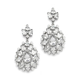 Cubic Zirconia Designer Bridal Earrings with Pearl Sunburst 4175E
