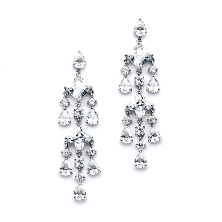 Stunning Geometric Cubic Zirconia Chandelier Earrings 4177E