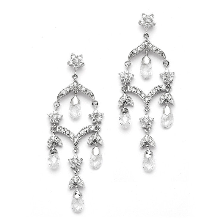 Delicate Bridal Chandelier Earrings in Brilliant CZ & Crystal 4178E