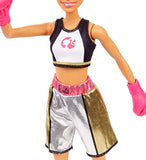 Barbie Boxer Doll, Brunette Wearing, Boxing Outfit featuring Pink Boxing Gloves