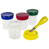 Melissa and Doug Painting 2-Pack Bundle - Set of 4 Spill Proof Paint Cups with Set of 4 Jumbo Paint Brushes