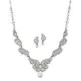 Art Deco Necklace & Earrings Set with Crystal Scrolls 4181S