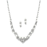 Elegant Wedding Necklace Set with Crystals & Pearl Cluster 4183S