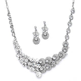 Unique Split Design Bold Crystal Bridal Statement Necklace Set 4185S