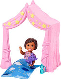 Barbie Skipper Babysitters Inc. Doll Playset Includes Small Toddler Doll, Pink Tent and Cloud-Print Sleeping Bag, Plus Bottle and Teddy Bear, Gift for 3 to 7 Year Olds