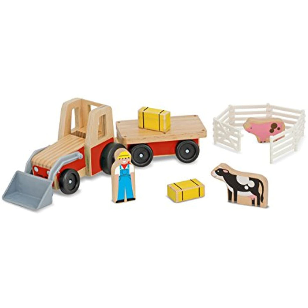 Melissa & Doug Wooden Farm Tractor & 1 Scratch Art Mini-Pad Bundle (09392)