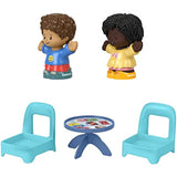 Fisher-Price Little People Card Game Figure Set - HHR45 ~ Includes 2 Little People Figures, 2 Chairs and a Table with Card Game and Cupcake Graphics