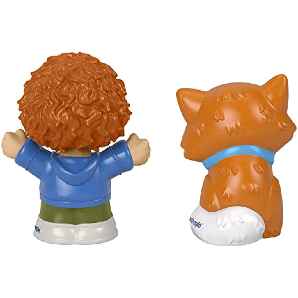 Toy Figure Pack ~ Story Starter Figure Set - HBW72 ~ Curly Red Hair Kid and Orange Cat Figures